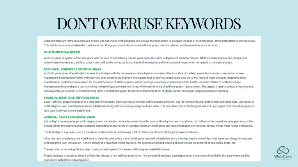Keyword stuffing is one of the seo donts