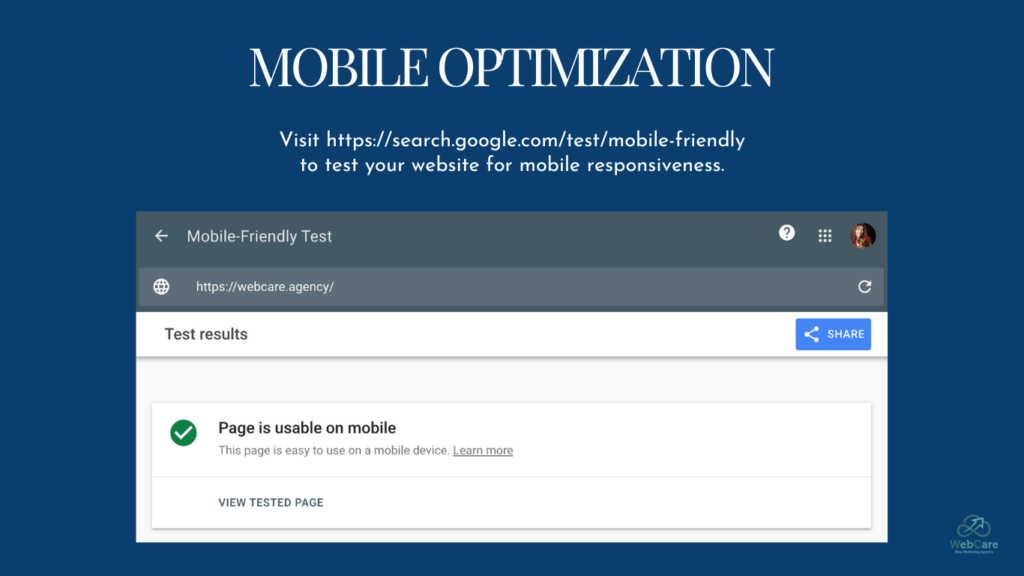 A user friendly website must be optimized for mobile